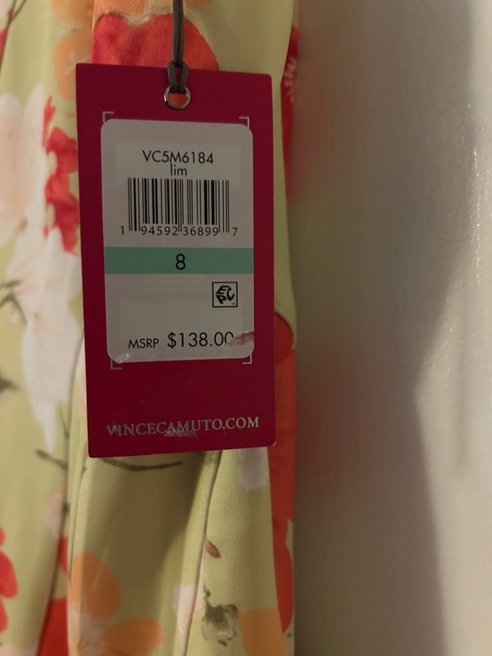 Vince Camuto Olive Floral Sheath Dress with Orange & Red Blooms - Picture 3 of 5